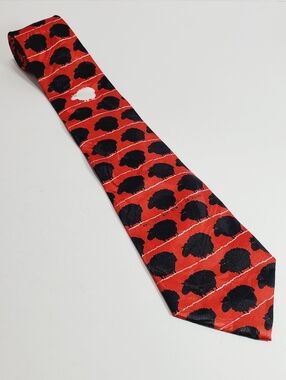 Gospitality Red with Black Sheep Geometric Pattern Men's Neck Tie 57x4"